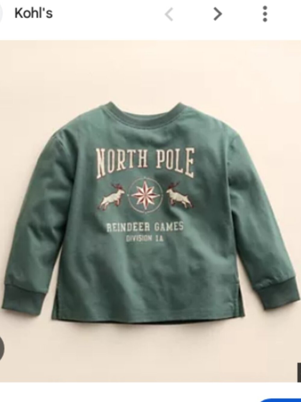 Little Co. by Lauren Conrad North Pole Reindeer Games Long Sleeve Tee Size 7 NWT